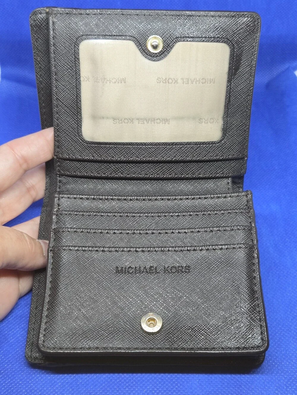 Michael Kors Jet Set Wallet Bifold Brown MK Logo Signature Zip Coin Card Case